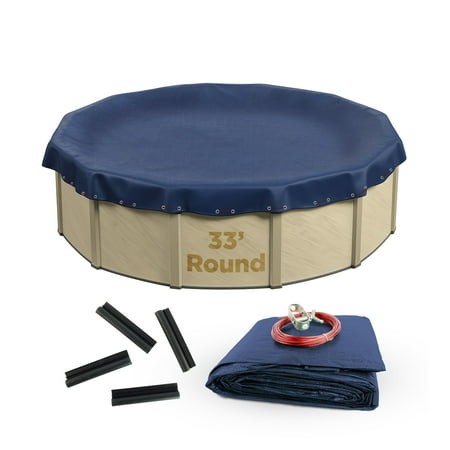 Buffalo Blizzard Deluxe Blue/Black Round Winter Cover with Wind Guard Clips  33