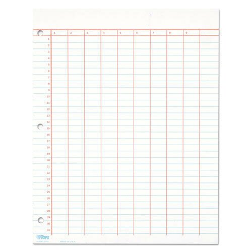 Data Pad W/Numbered Column Headings, 11 X 8 1/2, White, 50 Sheets