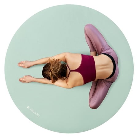 Navaris Round Yoga Mat - Circular Non-Slip Thick Round Workout Mat - Rubber Portable Yoga Meditation Stretching Exercise Mat Circle - Easy to Clean -