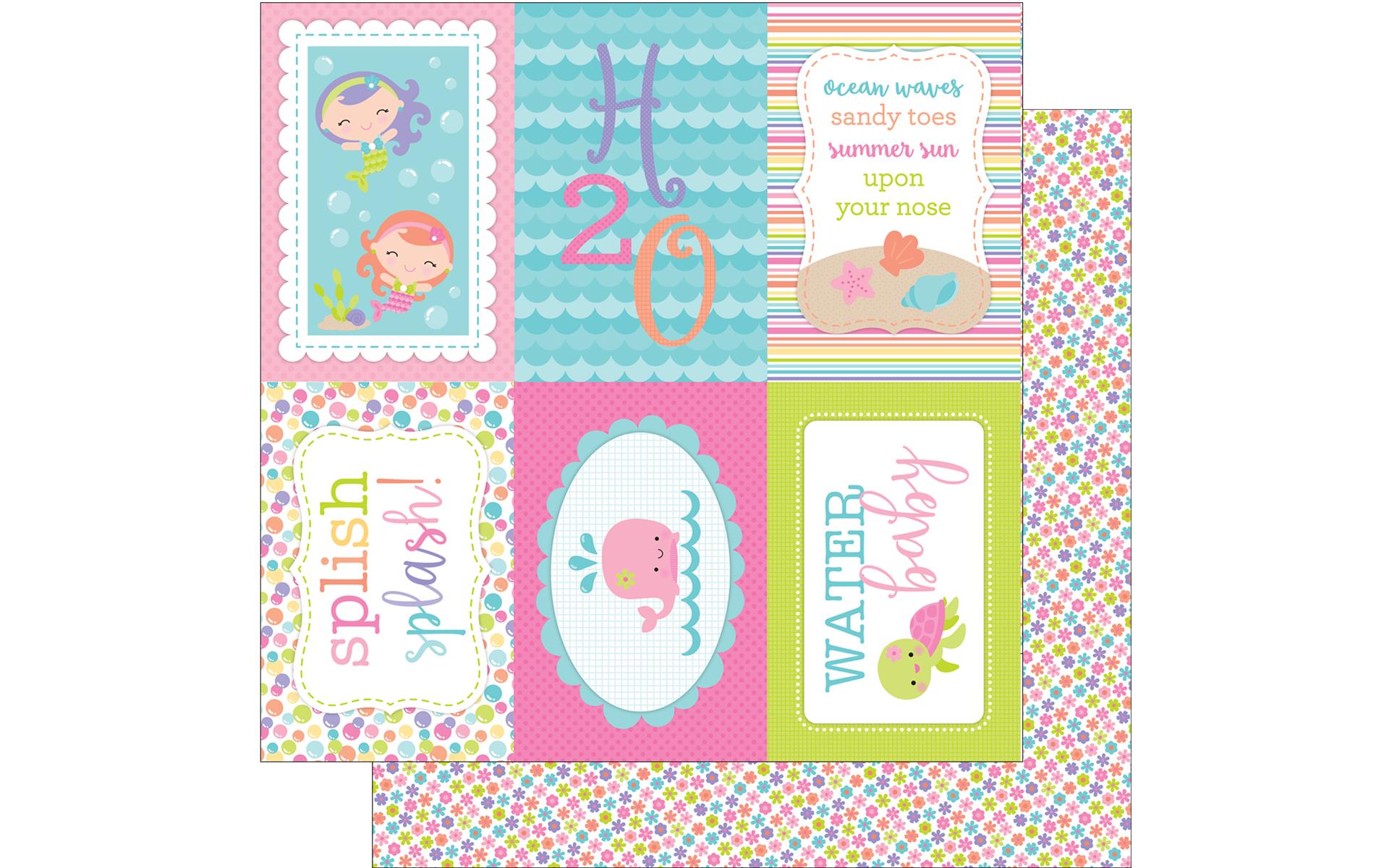 Doodlebug Under the Sea Paper 12x12 Water Lilies (pack of 25)
