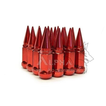 20 Red Spike Lug Nuts 14x1.5 for 2008 up Dodge Charger Scat Pack Hellcat SRT