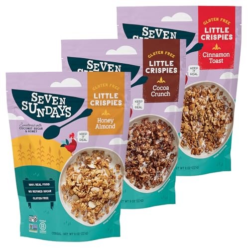 Seven Sundays Little Crispies Cereal, High Protein, Gluten-Free Kids Snack & Breakfast – Made with Real Ingredients, No Sugar Alcohols – Healthy A