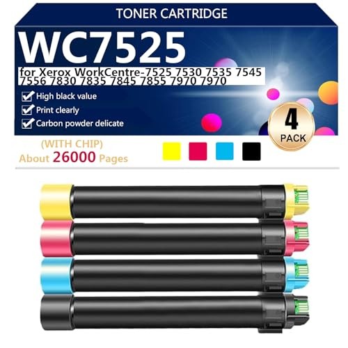 High Capacity Toner Cartridge Compatible WC7525 for Xerox WorkCentre-7525 7530 7535 7545 7556 7830 7835 7845 7855 7970 7970 Printer, Smooth Printing,1
