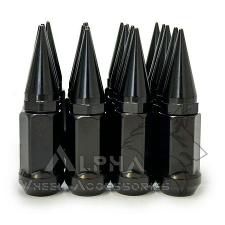 20 Black Spike Lug Nuts 14x1.5 for 2008 up Dodge Charger Scat Pack Hellcat SRT