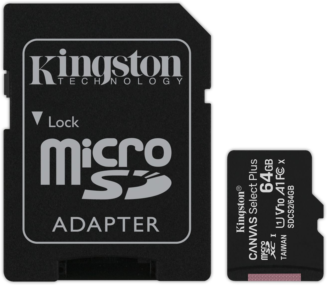 Kingston 64GB MicroSDXC Canvas Select Plus 100MB/s Read A1 Class 10 UHS-I Memory Card + Adapter SDCS2/64GB