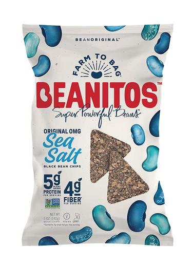 Beanitos Black Bean Chips with Sea Salt Plant Based Protein Good Source Fiber Gluten Free Non-GMO Vegan Corn Free Tortilla Chip Snack, 5 Ounce, Pack O
