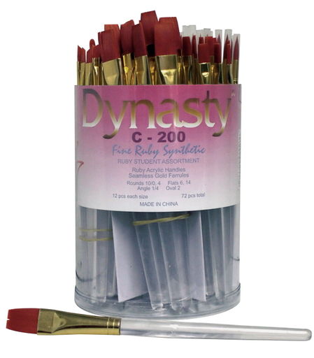 Dynasty C-200 Fine Ruby Synthetic Short Acrylic Handle Paint Brush Assortment,