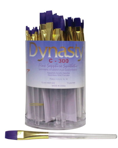 Dynasty C-300 Sapphire Flat Fine Synthetic Fiber Short Acrylic Handle Paint