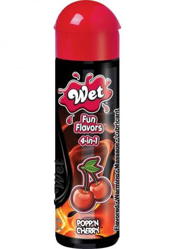Wet Fun Flavors 4 in 1 Warming Water Based Lubricant Poppn Cherry 4.1 Ounce-(Package of 2)