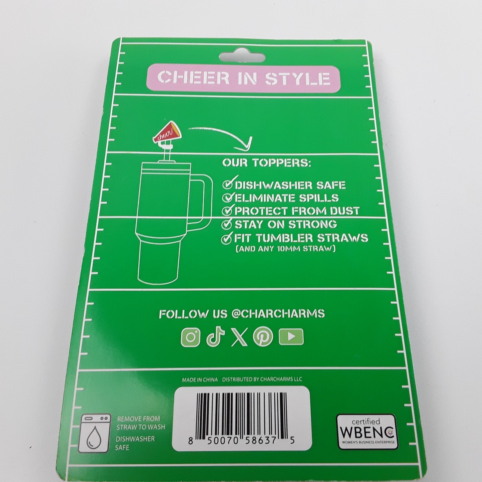 CharCharms 4-Pack Straw Toppers Game Day Theme Set Dishwasher Safe