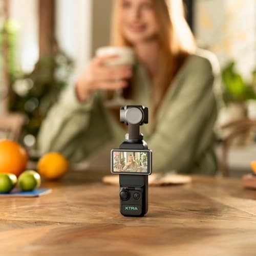 Xtra Muse, Vlogging Camera with 1' CMOS & 4K/120fps Videos, Pocket Camera with 3-Axis Gimbal Stabilizer, Fast Focusing, Face/Object Tracking, Digital