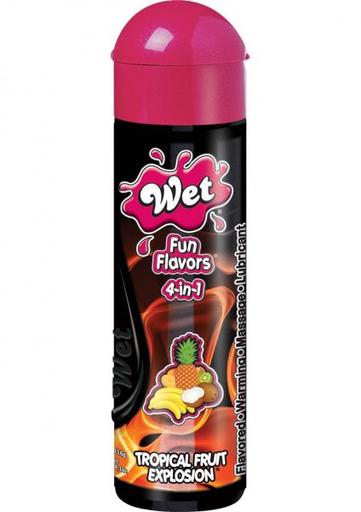 Wet Fun Flavors 4 in 1 Warming Water Based Lubricant Tropical Fruit Explosion 4.1 Ounce-(Package of 3)