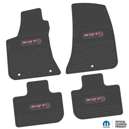 Flextread Floor Mats for 11-23 Dodge Charger RWD - Mopar Licensed Factory Fit - Black W/ Pink SRT Hellcat Insert - 100% Made in USA