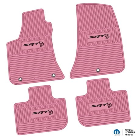 Flextread Floor Mats for 11-23 Dodge Charger RWD - Mopar Licensed Factory Fit - Pink W/ Black SRT Hellcat Insert - 100% Made in USA