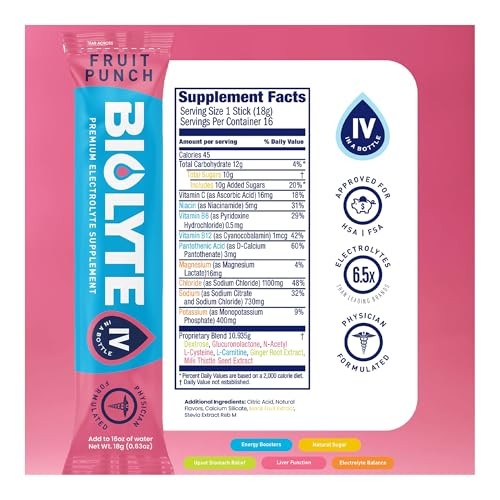 BIOLYTE IV Electrolyte Powder Packets, IV Liquid Drink Mix for Water, Doctor-Developed Hydration, Dehydration Relief, Chemotherapy Must Haves for Wome thumbnail