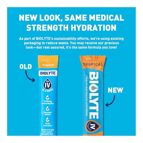 BIOLYTE IV Electrolyte Powder Packets, IV Liquid Drink Mix for Water, Doctor-Developed Hydration, Approved Dehydration Relief, Chemotherapy Must Haves thumbnail