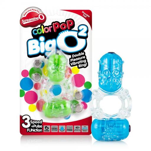 Gift Set of Color Pop Big O2 Double Ring Assorted Colors and a Waterproof Jack Rabbit Vibes-Purple