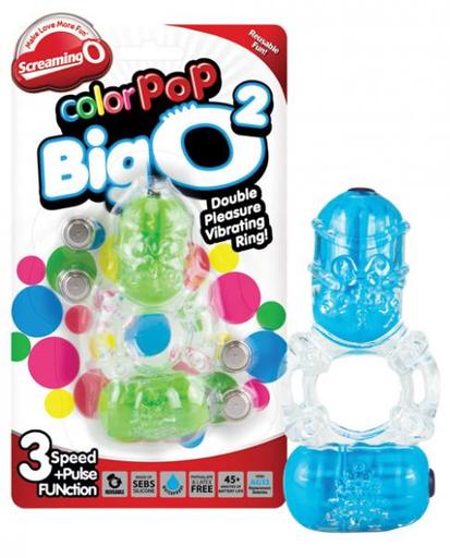Color Pop Big O 2 Double Cock Ring Assorted Colors-(Package of 2)