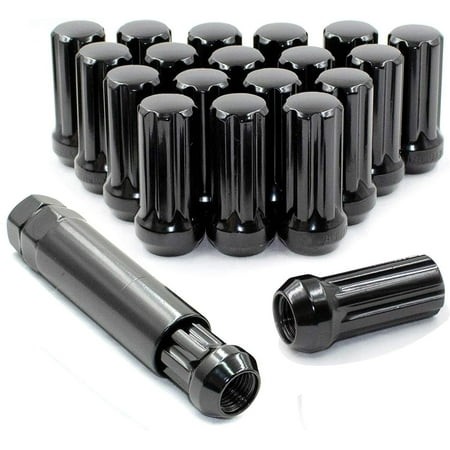 20 Black Spline Lug Nuts 14x1.5 Compatible with Chrysler 300 SRT + Anti-Theft Security Key