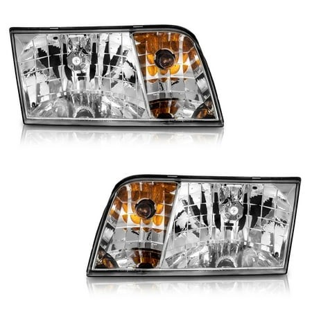WEELMOTO Headlights for 1998-2011 Ford Crown Victoria Headlight Assembly for 98 99 00 01 02 03 04 05 06 07 08 09 10 11 Ford Crown Victoria Headlamp