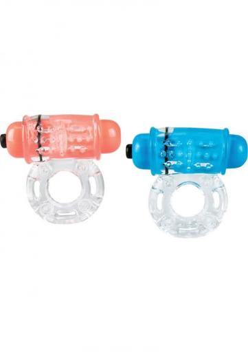 Gift Set of Color Pop O Wow Vibrating Ring Assorted Colors and a Waterproof Jack Rabbit Vibes-Purple