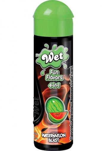 Wet Fun Flavors 4 in 1 Warming Water Based Lubricant Watermelon Blast 4.1 Ounce-(Package of 2)