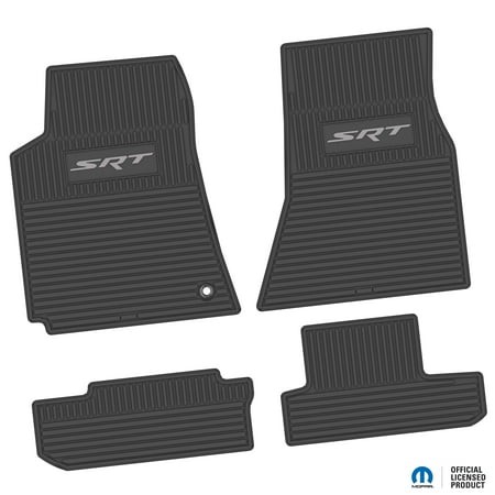 Flextread Floor Mats for 08-10 Dodge Challenger RWD - Mopar Licensed Factory Fit - Black W/ Silver SRT Insert - Custom Vintage - 100% Made in USA