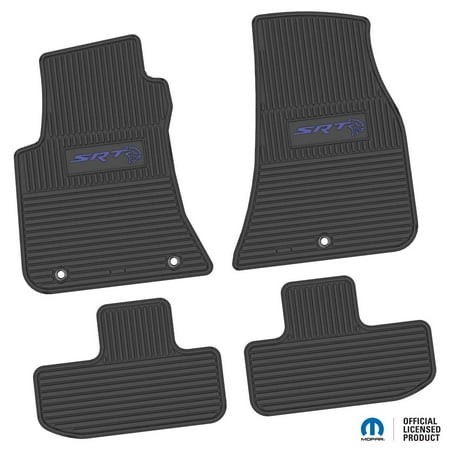 Flextread Floor Mats for 11-24 Dodge Challenger RWD - Mopar Licensed Factory Fit - Black W/ Purple SRT Hellcat Insert - Custom Vintage - 100% Made in 