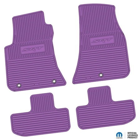 Flextread Floor Mats for 11-24 Dodge Challenger RWD - Mopar Licensed Factory Fit - Purple W/ SRT Insert - Custom Vintage - 100% Made in USA