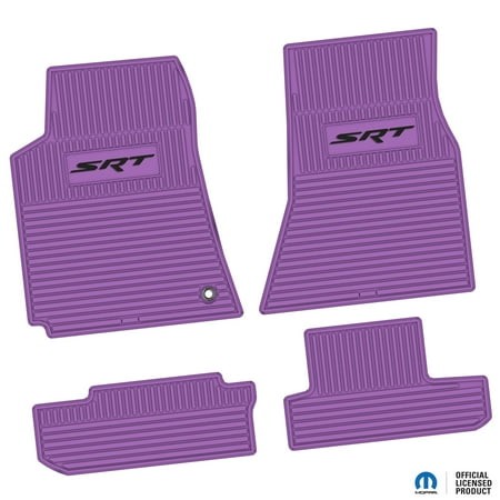Flextread Floor Mats for 08-10 Dodge Challenger RWD - Mopar Licensed Factory Fit - Purple W/ Black SRT Insert - Custom Vintage - 100% Made in USA