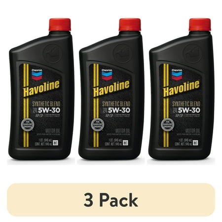 (3 Pack) Chevron Havoline 5W-30 Synthetic Blend Motor Oil  1 Quart