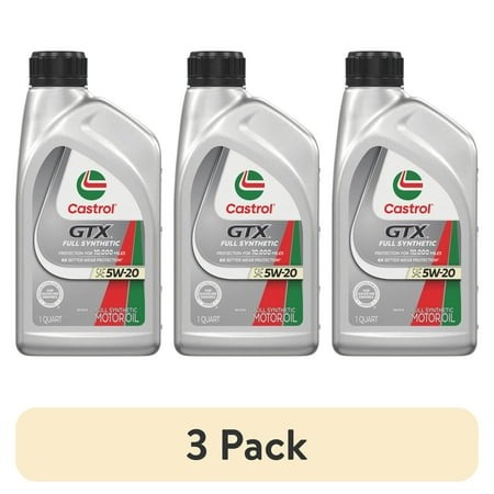 (3 Pack) Castrol GTX Full Synthetic 5W-20 Motor Oil  1 Quart