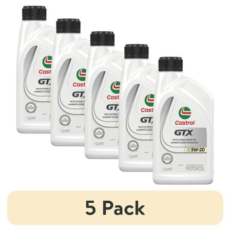 (5 Pack) Castrol GTX 5W-20 Synthetic Blend Motor Oil  1 Quart