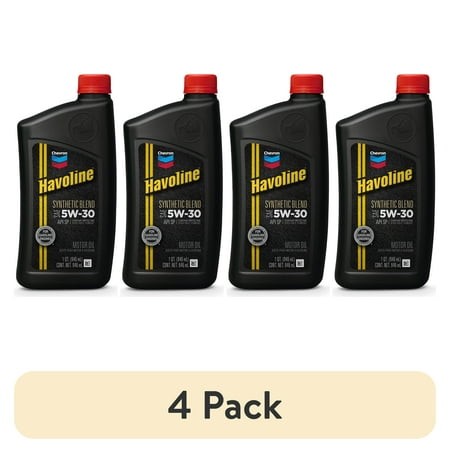 (4 Pack) Chevron Havoline 5W-30 Synthetic Blend Motor Oil  1 Quart