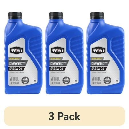 (3 Pack) Super Tech All Mileage Synthetic Blend Motor Oil SAE 5W-20  1 Quart
