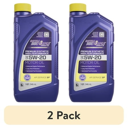 (2 Pack) Royal Purple High Performance Motor Oil 5W-20 Premium Synthetic Motor Oil  2 Lbs  Universal  1 Quart