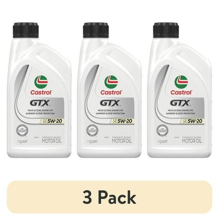 (3 Pack) Castrol GTX 5W-20 Synthetic Blend Motor Oil  1 Quart