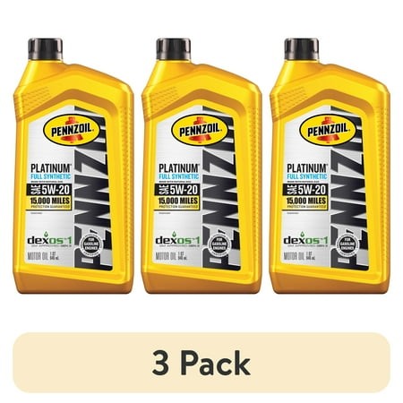 (3 Pack) Pennzoil Platinum Full Synthetic 5W-20 Motor Oil  1 Quart