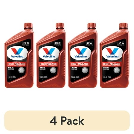 (4 Pack) Valvoline MaxLife High Mileage 5W-20 Synthetic Blend Motor Oil 1 Quart