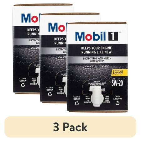 (3 Pack) Mobil 1 Advanced Full Synthetic Motor Oil 5W-20  12 Quart