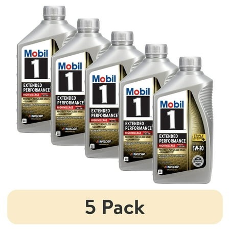 (5 Pack) Mobil 1 Extended Performance High Mileage Full Synthetic Motor Oil 5W-20  1 Quart