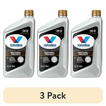(3 Pack) Valvoline Restore & Protect Full Synthetic 0W-20 Motor Oil 1 QT