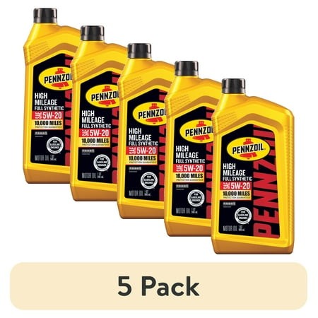(5 Pack) Pennzoil High Mileage Full Synthetic 5W-20 Motor Oil  1 Quart