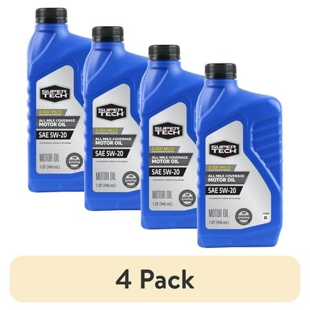 (4 Pack) Super Tech All Mileage Synthetic Blend Motor Oil SAE 5W-20  1 Quart