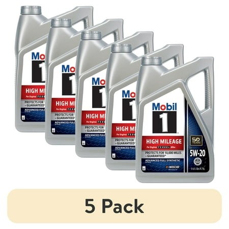 (5 Pack) Mobil 1 High Mileage Full Synthetic Motor Oil 5W-20  5 Quart
