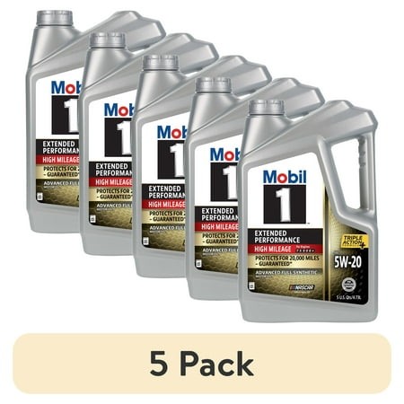 (5 Pack) Mobil 1 Extended Performance High Mileage Full Synthetic Motor Oil 5W-20  5 Quart