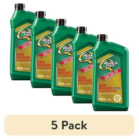 (5 Pack) Quaker State Full Synthetic High Mileage 5W-20 Motor Oil  1 Quart