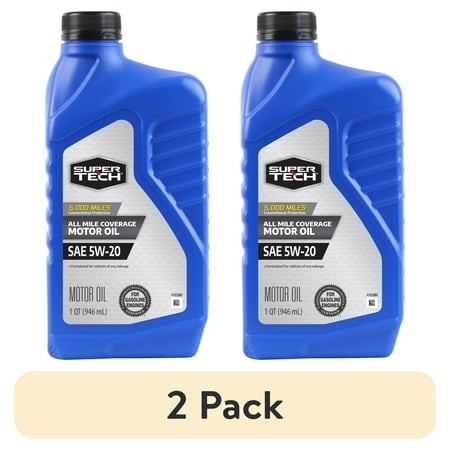 (2 Pack) Super Tech All Mileage Synthetic Blend Motor Oil SAE 5W-20  1 Quart