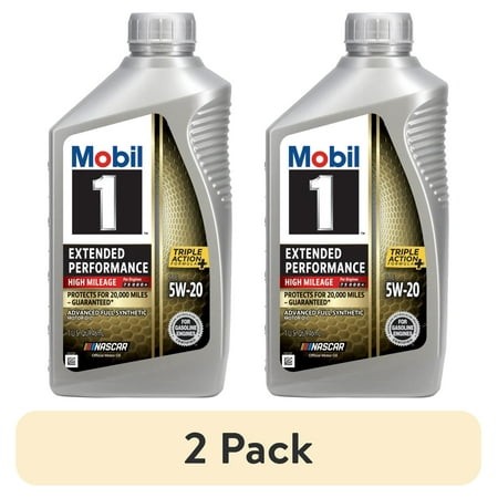 (2 Pack) Mobil 1 Extended Performance High Mileage Full Synthetic Motor Oil 5W-20  1 Quart