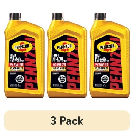 (3 Pack) Pennzoil High Mileage Full Synthetic 5W-20 Motor Oil  1 Quart